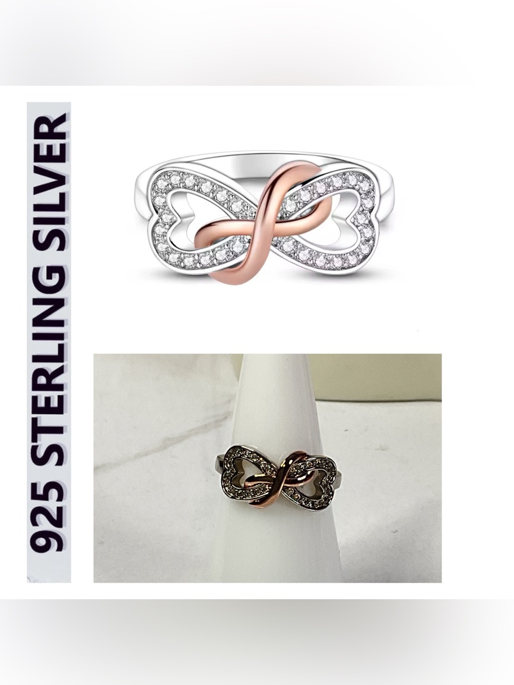 🌟🌟 S925 Sterling Silver Infinity Heart Ring